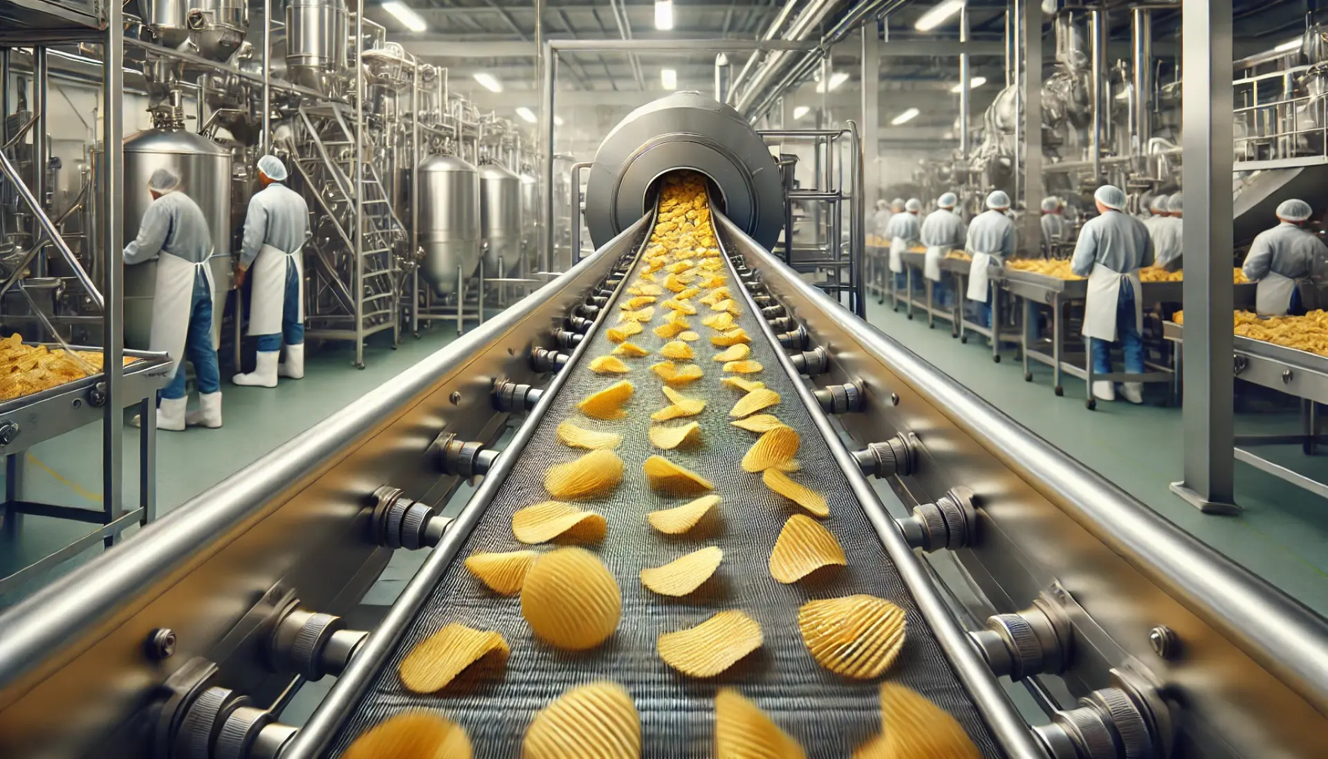 Detalle de banda metálica en línea industrial